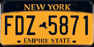 NY license plate FDZ5871
