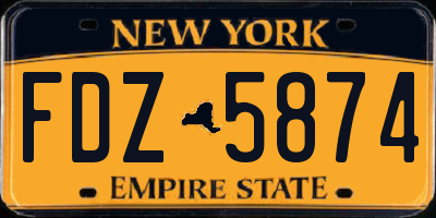 NY license plate FDZ5874