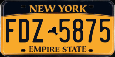 NY license plate FDZ5875
