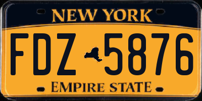 NY license plate FDZ5876