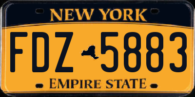 NY license plate FDZ5883