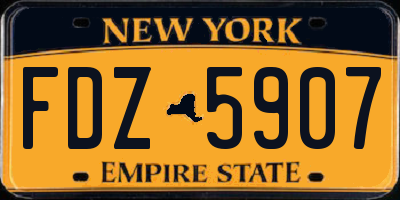NY license plate FDZ5907