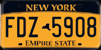 NY license plate FDZ5908