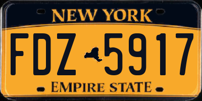 NY license plate FDZ5917