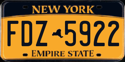 NY license plate FDZ5922