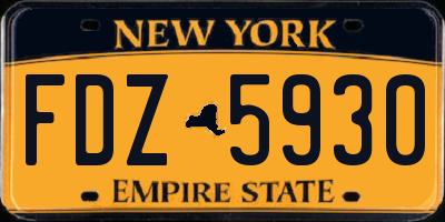NY license plate FDZ5930