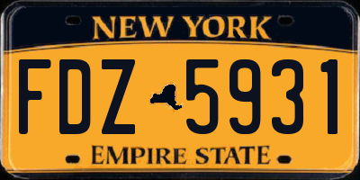 NY license plate FDZ5931
