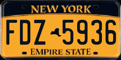 NY license plate FDZ5936