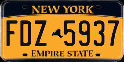 NY license plate FDZ5937