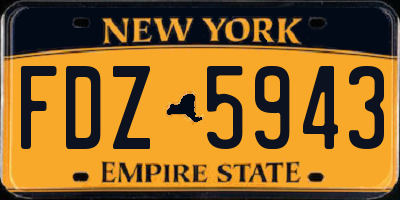 NY license plate FDZ5943