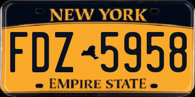 NY license plate FDZ5958