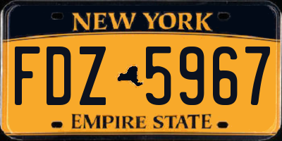 NY license plate FDZ5967