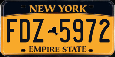 NY license plate FDZ5972