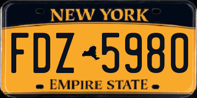 NY license plate FDZ5980