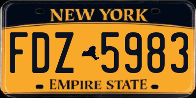NY license plate FDZ5983