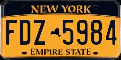 NY license plate FDZ5984