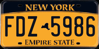 NY license plate FDZ5986