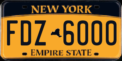 NY license plate FDZ6000