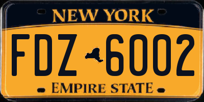 NY license plate FDZ6002