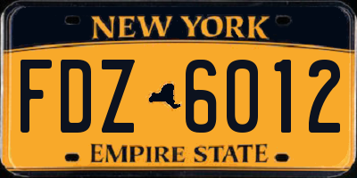NY license plate FDZ6012