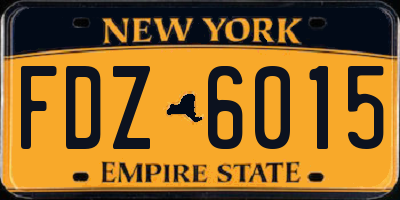 NY license plate FDZ6015