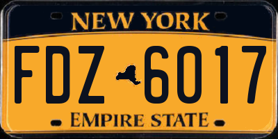 NY license plate FDZ6017