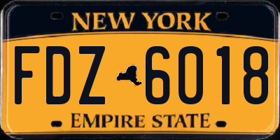 NY license plate FDZ6018