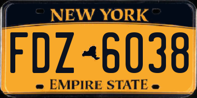 NY license plate FDZ6038