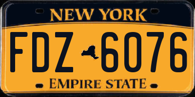 NY license plate FDZ6076