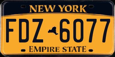 NY license plate FDZ6077