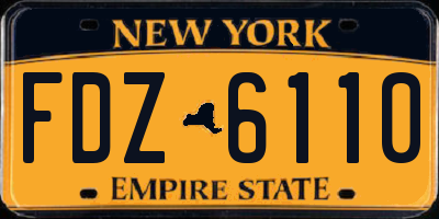 NY license plate FDZ6110