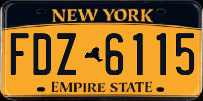 NY license plate FDZ6115