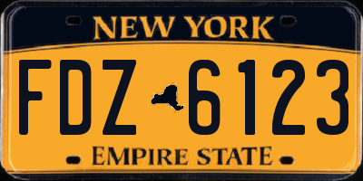 NY license plate FDZ6123
