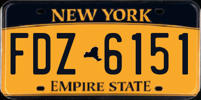 NY license plate FDZ6151