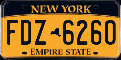 NY license plate FDZ6260