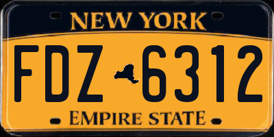 NY license plate FDZ6312