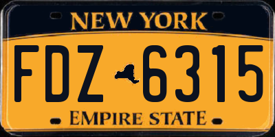NY license plate FDZ6315