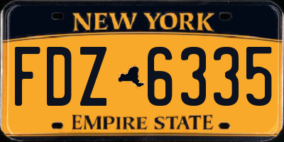 NY license plate FDZ6335