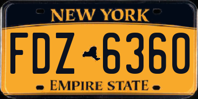 NY license plate FDZ6360