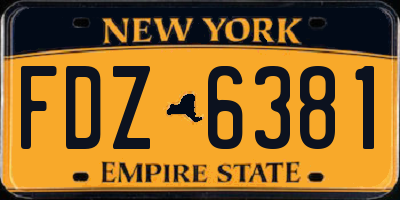 NY license plate FDZ6381