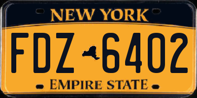 NY license plate FDZ6402