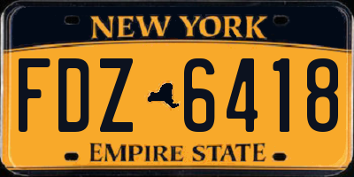 NY license plate FDZ6418