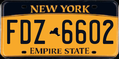 NY license plate FDZ6602