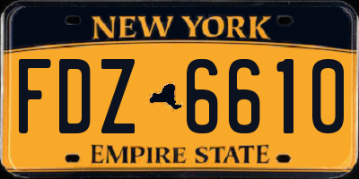 NY license plate FDZ6610