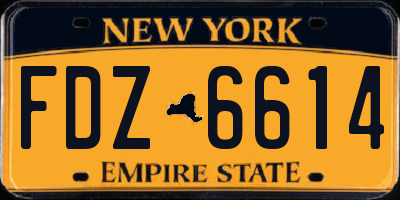 NY license plate FDZ6614