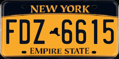 NY license plate FDZ6615