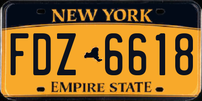 NY license plate FDZ6618