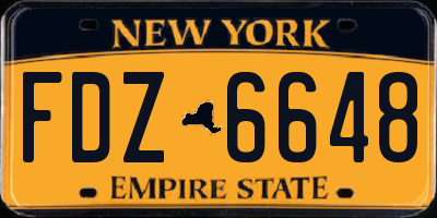 NY license plate FDZ6648