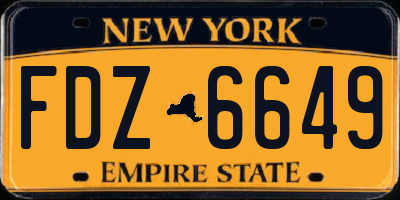 NY license plate FDZ6649