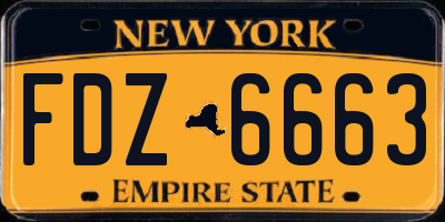 NY license plate FDZ6663